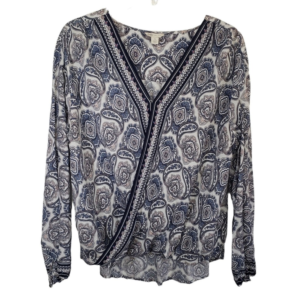 CATO Long Sleeve Boho Style Blouse; Size Small